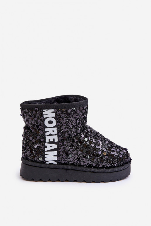 Botas infantis de neve Botas quentes com flocos brilhantes na cor preta Rebbica Botas infantis de neve Botas quentes com flocos brilhantes na cor preta Rebbica
