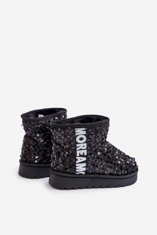 Botas infantis de neve Botas quentes com flocos brilhantes na cor preta Rebbica Botas infantis de neve Botas quentes com flocos brilhantes na cor preta Rebbica