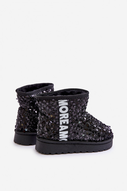 Botas infantis de neve Botas quentes com flocos brilhantes na cor preta Rebbica Botas infantis de neve Botas quentes com flocos brilhantes na cor preta Rebbica
