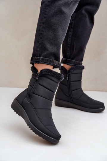 Botas de neve Feminino Casal o castelo com um casaco de pele cor preta Fiorittia 2