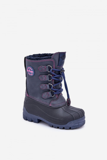 Alto esquentar Botas de neve Infantil com fecho de pressão Lee Cooper LCJ-24-44-2843K azul escuro