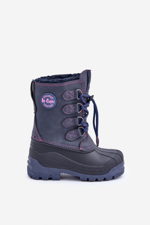 Alto esquentar Botas de neve Infantil com fecho de pressão Lee Cooper LCJ-24-44-2843K azul escuro