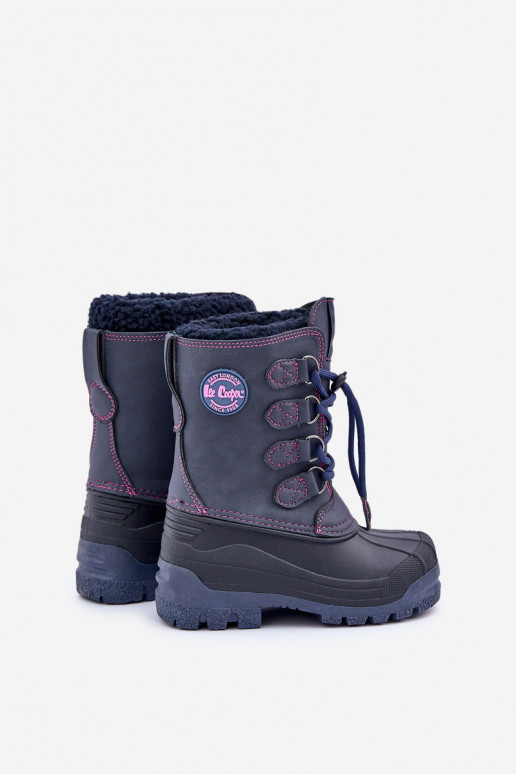 Alto esquentar Botas de neve Infantil com fecho de pressão Lee Cooper LCJ-24-44-2843K azul escuro
