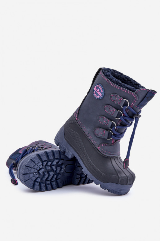 Alto esquentar Botas de neve Infantil com fecho de pressão Lee Cooper LCJ-24-44-2843K azul escuro