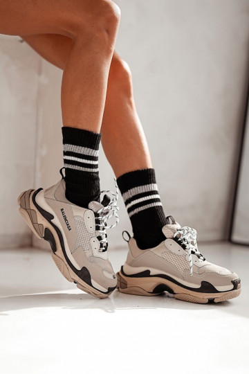 Sapatos listrados Skarpety Feminino com listras Sem pressão cor preta