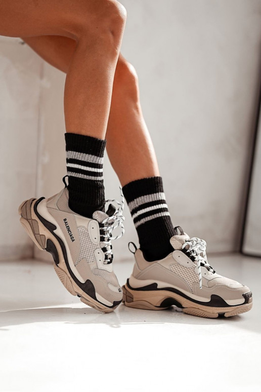 Sapatos listrados Skarpety Feminino com listras Sem pressão cor preta