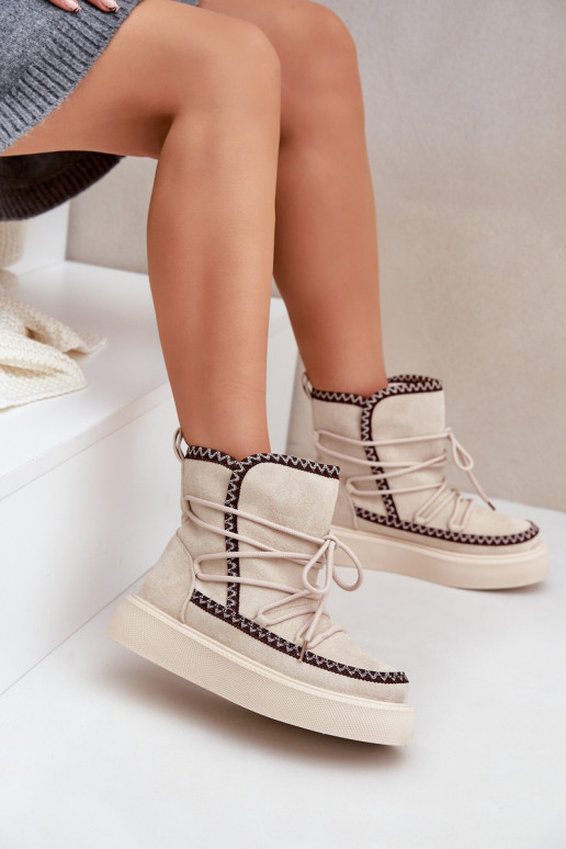 Botas de neve Feminino Z Haftem com uma plataforma cor de marfim Habilitadoleris Botas de neve Feminino Z Haftem com uma plataforma cor de marfim Habilitadoleris