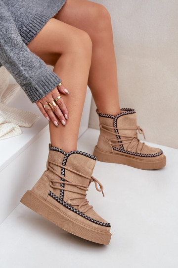 Botas de neve com plataforma na cor marrom