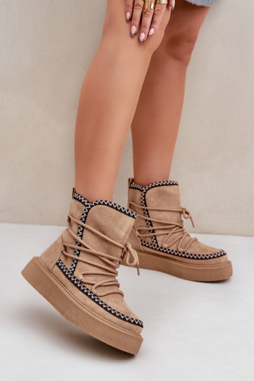 Botas de neve com plataforma na cor marrom 2