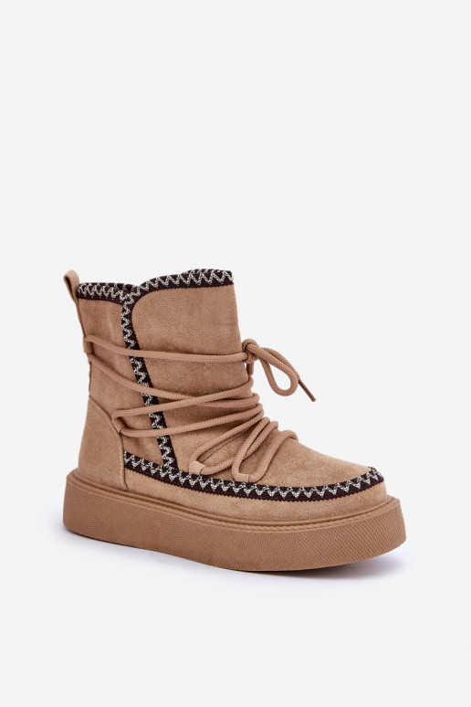 Botas de neve com plataforma na cor marrom