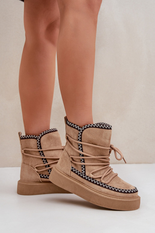 Botas de neve com plataforma na cor marrom