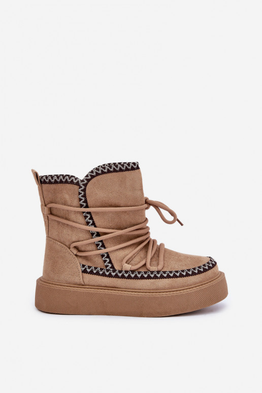 Botas de neve com plataforma na cor marrom