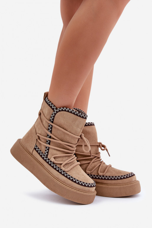 Botas de neve com plataforma na cor marrom