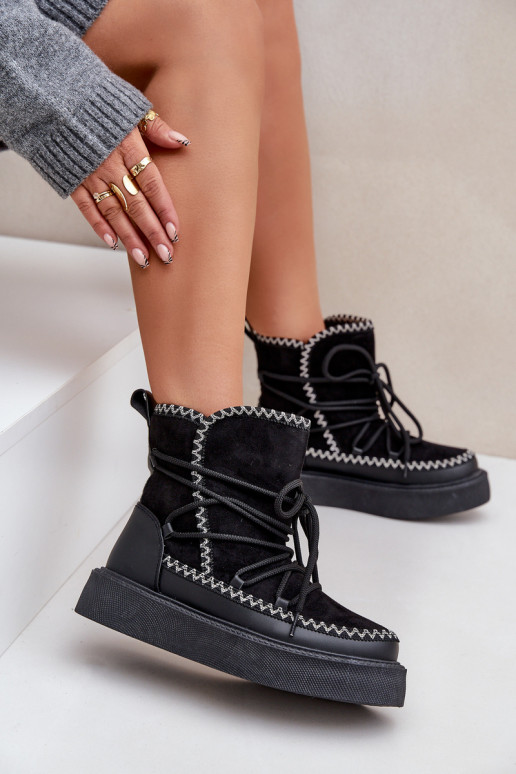Botas de neve com plataforma na cor preta