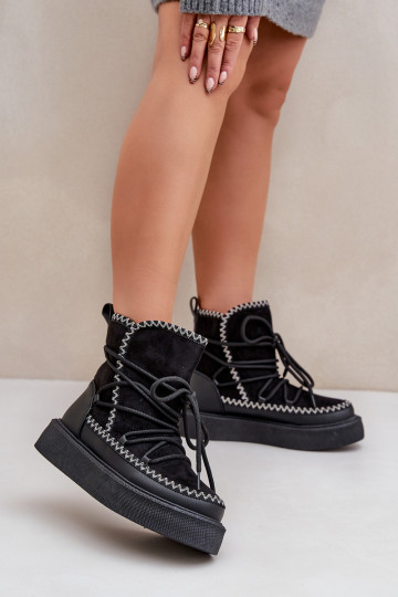 Botas de neve com plataforma na cor preta 2