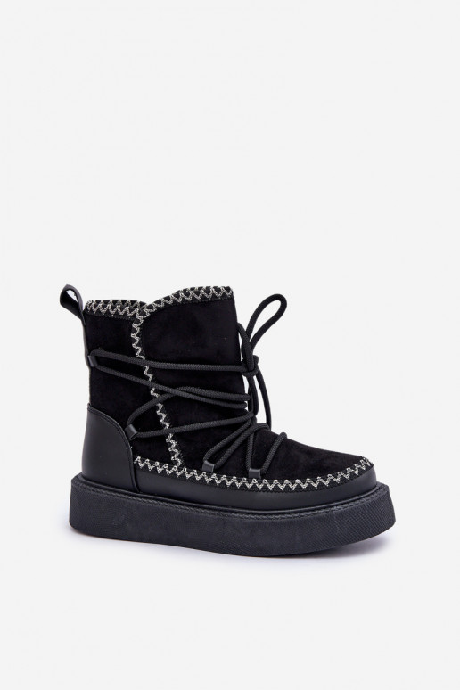 Botas de neve Feminino Z Haftem com uma plataforma cor preta Habilitadoleris Botas de neve Feminino Z Haftem com uma plataforma cor preta Habilitadoleris