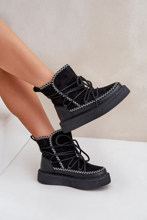 Botas de neve Feminino Z Haftem com uma plataforma cor preta Habilitadoleris Botas de neve Feminino Z Haftem com uma plataforma cor preta Habilitadoleris