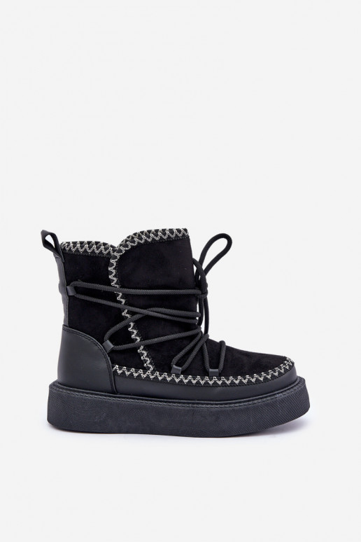 Botas de neve com plataforma na cor preta