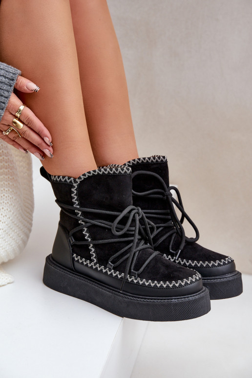 Botas de neve com plataforma na cor preta