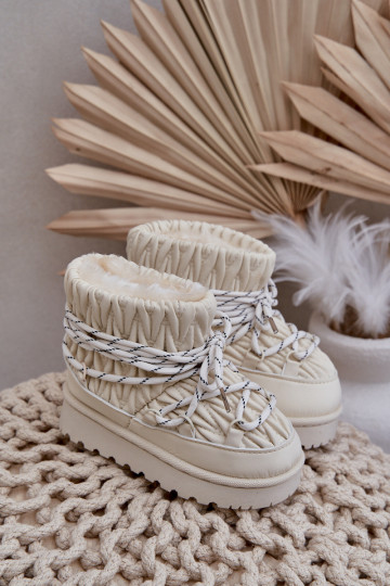 Botas de neve Infantil aquecimento Grubym com pelo por dentro cor de marfim Habilitadostira