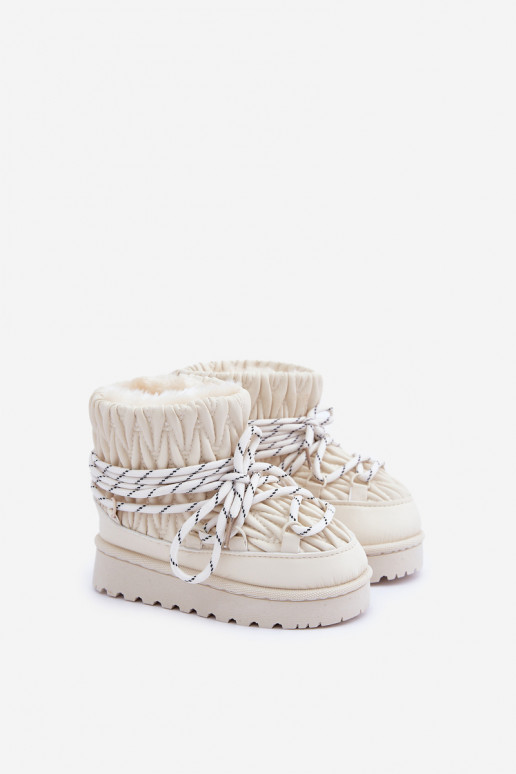 Botas de neve Infantil aquecimento Grubym com pelo por dentro cor de marfim Habilitadostira