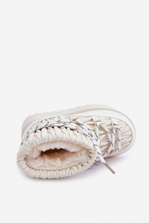 Botas de neve Infantil aquecimento Grubym com pelo por dentro cor de marfim Habilitadostira