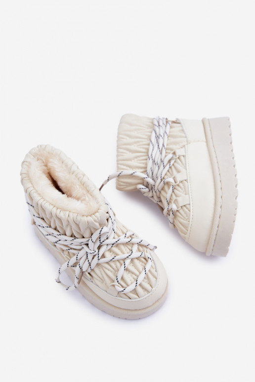 Botas de neve Infantil aquecimento Grubym com pelo por dentro cor de marfim Habilitadostira