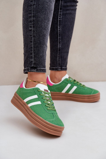 À modalo de tênis Feminino com uma plataforma cor verde Egelia 2