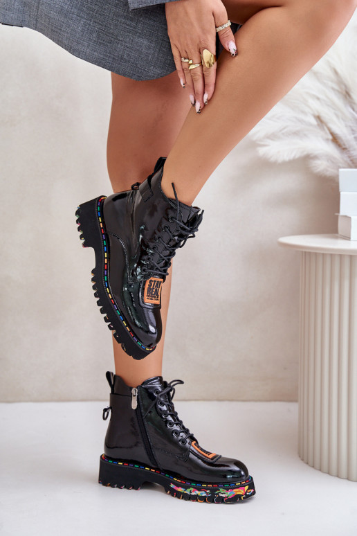 Botas altas envernizadas pretas e aquecidas Artiker