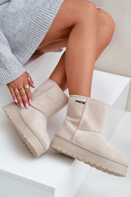 Alto Botas de neve Feminino com uma plataforma Big Star OO274897 cor de marfim Alto Botas de neve Feminino com uma plataforma Big Star OO274897 cor de marfim