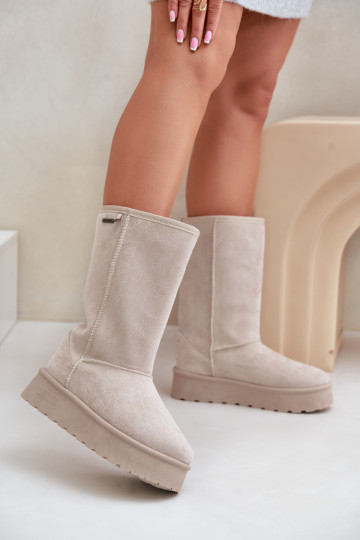 Alto Botas de neve com uma plataforma Big Star OO274894 cor de marfim