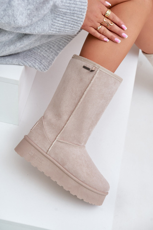 Alto Botas de neve com uma plataforma Big Star OO274894 cor de marfim