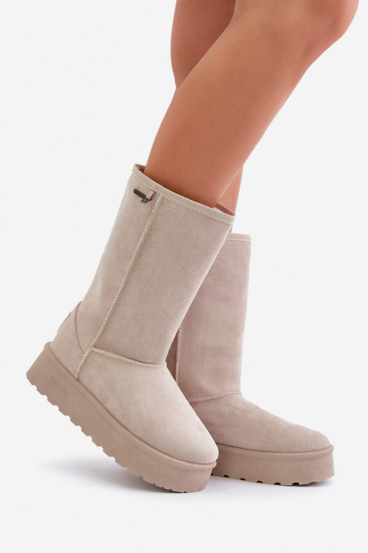 Alto Botas de neve com uma plataforma Big Star OO274894 cor de marfim