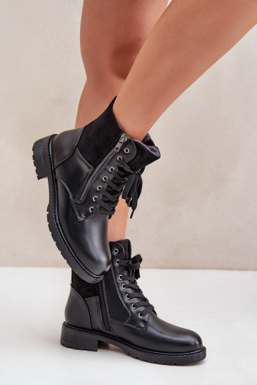 aquecimento Botas com salto largo Eko Pele cor preta Habilitadooise