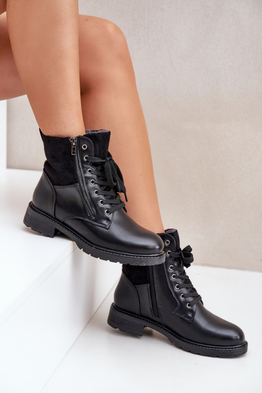 aquecimento Botas com salto largo Eko Pele cor preta Habilitadooise aquecimento Botas com salto largo Eko Pele cor preta Habilitadooise