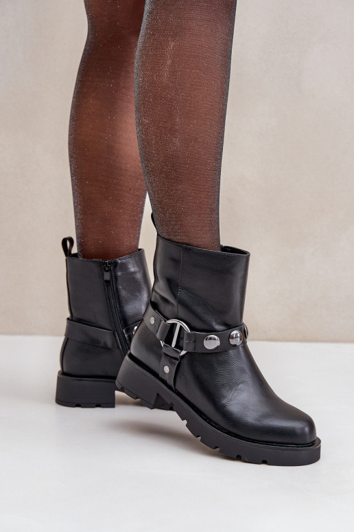 Botas com salto largo aquecimento com alças cor preta Felilania Botas com salto largo aquecimento com alças cor preta Felilania