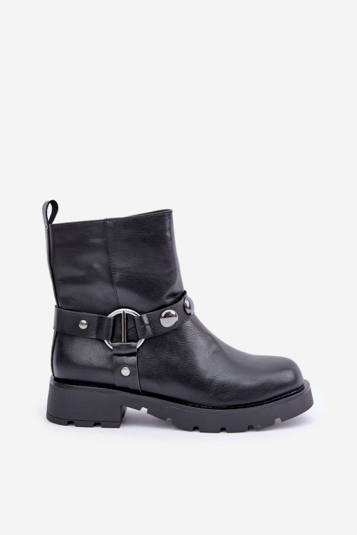 Botas com salto largo aquecimento com alças cor preta Felilania Botas com salto largo aquecimento com alças cor preta Felilania