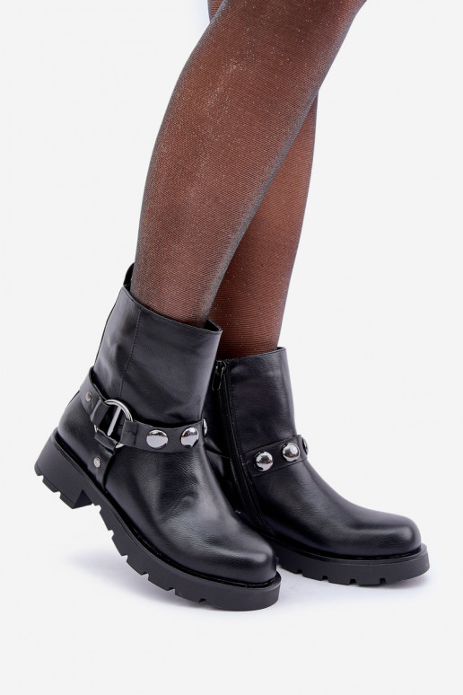 Botas com salto largo aquecimento com alças cor preta Felilania Botas com salto largo aquecimento com alças cor preta Felilania