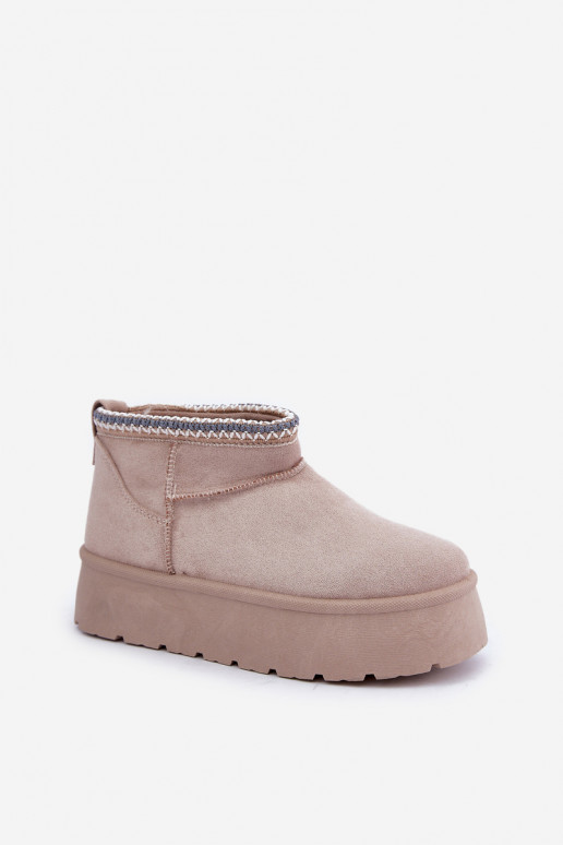 Botas de neve com uma plataforma Com decorações Haftem cor de marfim Heslania Botas de neve com uma plataforma Com decorações Haftem cor de marfim Heslania