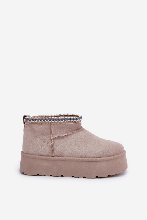 Botas de neve com uma plataforma Com decorações Haftem cor de marfim Heslania Botas de neve com uma plataforma Com decorações Haftem cor de marfim Heslania