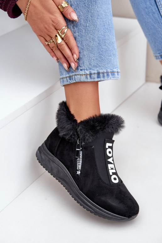 À modalo de tênis Botas femininas com um casaco de pele cor preta Zeriana À modalo de tênis Botas femininas com um casaco de pele cor preta Zeriana