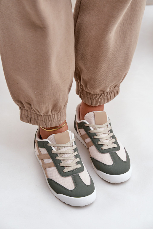 Tênis baixos casuais na cor areia-verde Eezore