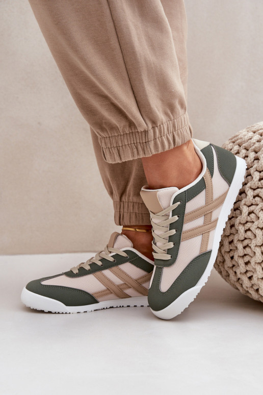 Tênis baixos casuais na cor areia-verde Eezore
