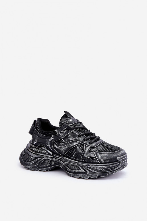 Botas estilo sneakers femininas Z Przetarciami com plataforma na cor preta SeladĮen