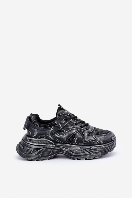 Botas estilo sneakers femininas Z Przetarciami com plataforma na cor preta SeladĮen