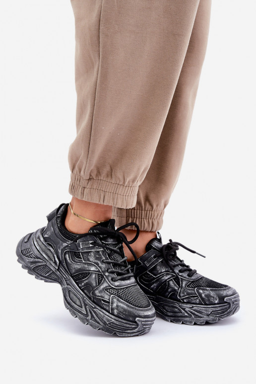 Botas estilo sneakers femininas Z Przetarciami com plataforma na cor preta SeladĮen