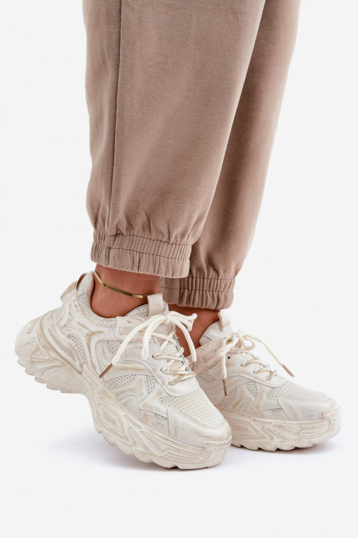 Botas estilo sneakers femininas Z Przetarciami com plataforma na cor areia SeladĮen