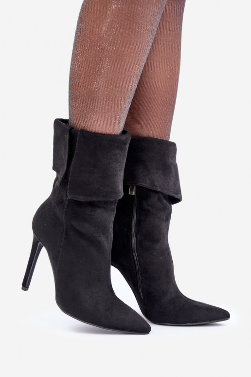 Botas com salto fino Z EMyParainiętą CholeParaką cor preta Luxira Botas com salto fino Z EMyParainiętą CholeParaką cor preta Luxira