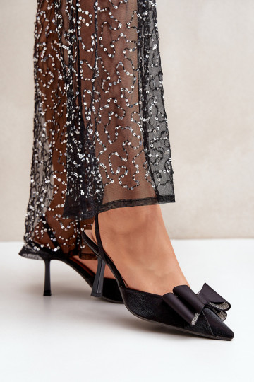 sapatos de salto alto com fitas cor preta Selatea 2