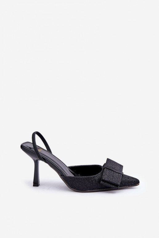 Sapatos de salto alto brilhantes com laços na cor preta Gredan